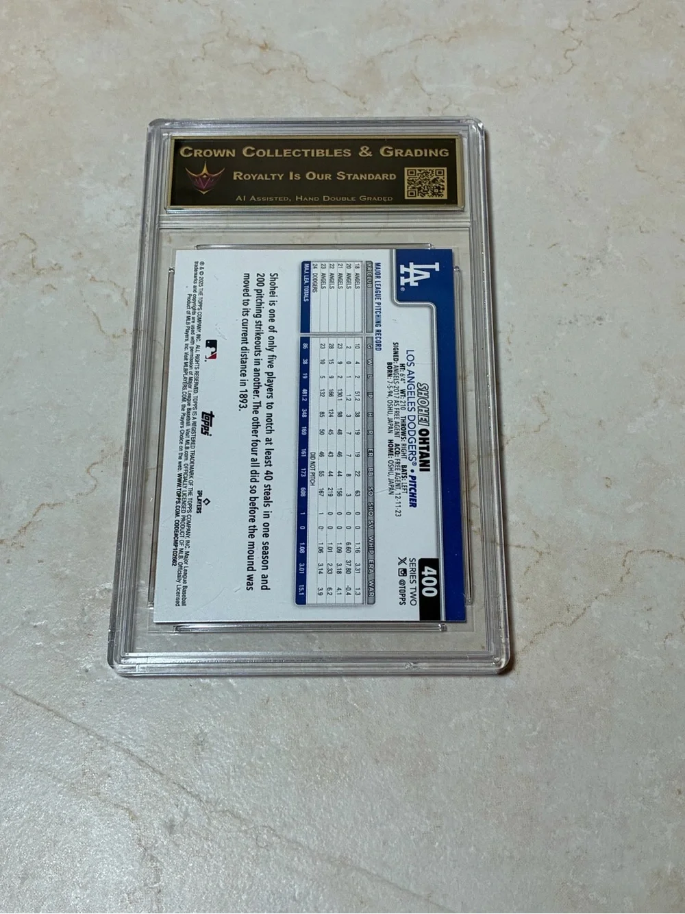 Shohei Ohtani Dodgers baseball card graded 9.5